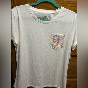 Rabbit Womens Love All Remix Pocket Tee Heart Crew Tshirt Size L